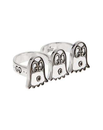 Gucci Silver Ghost 2 Finger Band Large Ring