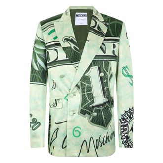 Moschino Jassen, Heren, Groen, L, Katoen, Printed Blazer