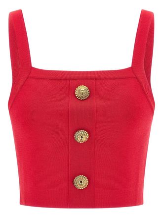 Balmain Womens Knit Bralette Top With Buttons