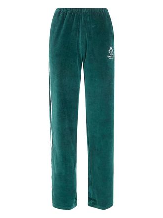 Sporty & Rich side-stripe logo-embroidered tack pants - Green