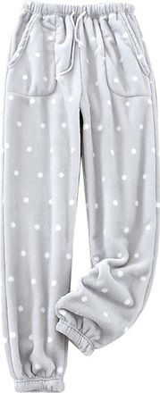 Generic Nidddiv Wide Leg Trousers for Women UK Fleece Pyjamas Thermal Straight Pajamas Elastic Waist Loose Loungewear Winter Warm Nightwear Bottoms Baggy Soft