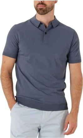 Genti Tops, Heren, Blauw, S, Nylon, Blauwe Polo Button Shirt voor Mannen