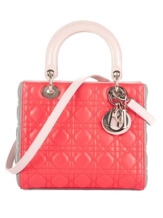 Dior Cannage Lady Dior two-way handbag - women - CALFSKIN - One Size - Pink