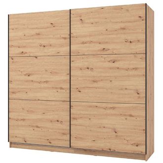 Dmora Guardaroba Grande Piateda, Armadio Camera da Letto 8 Ripiani, Appendiabiti, 2 Ante, 217x210h cm Marrone Rovere Nodi