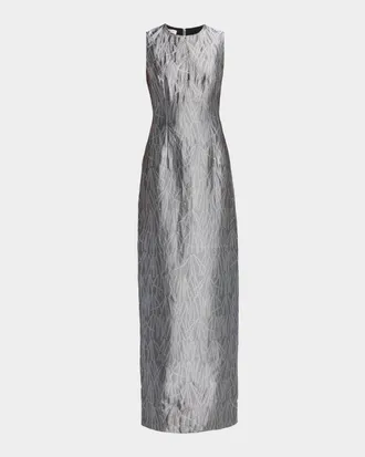 Lafayette 148 New York Sleeveless Metallic Jacquard Column Gown