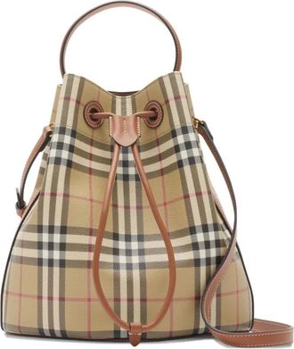 Burberry Borsa a secchiello piccola a quadri - Toni neutri