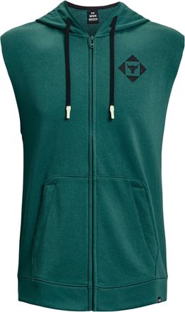 Under Armour Project Rock Heavyweight Terry Sleeveless Full-Zip Hoodie Green Teal 1377434-722