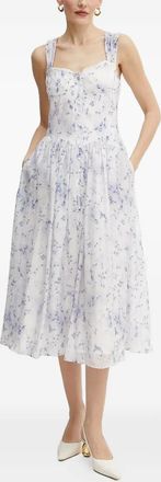 Bardot Midi-jurk met bloemenprint en knopen - Wit