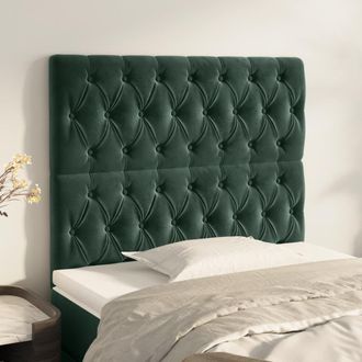 vidaXL Cabeceros 2 Unidades De Terciopelo Verde Oscuro 100x7x78/88 Cm Vidaxl