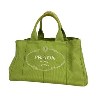 Prada Pre-owned Tote Bags, female, Green, Size: ONE SIZE Pre-owned Vintage Canvas Tote Bag