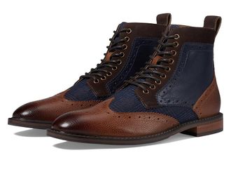 Stacy Adams Finnegan Wing Tip Boot Mens Boots Navy/Cognac : 10.5 M, Leather