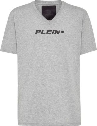 Philipp Plein Tops, Heren, Grijs, L, Katoen, T-shirt V-Neck