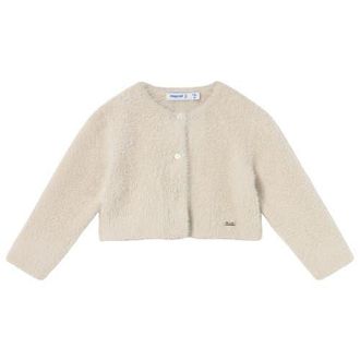MAYORAL Knit Cardigan with Faux Fur in Cream at Nordstrom, Size 18M