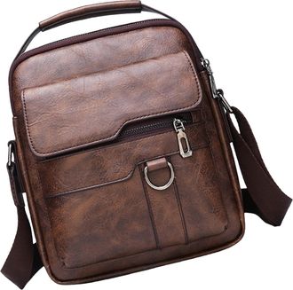 Generic Shoulder Messenger Bag for Men, Mens Sling Bag, PU Leather Messenger Bag, Lightweight Retro Portable Chest Pack for Business, Casual, Work, Gym, dark 