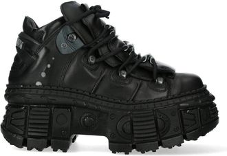 New Rock Metallic Ankle Leather Boots-WALL106-S12