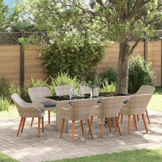 vidaXL Conjunto De Comedor 9 Pcs Gris Claro Vidaxl