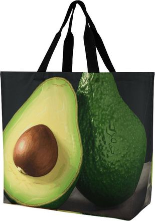 Generic Half Cut Avocado Pieces Shoulder Bag Portable Shopper Bag Handle Handbags For Work College Beach