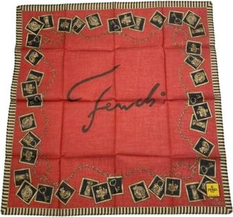 Fendi Pre-owned Scarves, female, Red, Size: ONE SIZE Pre-owned Silk Scarf