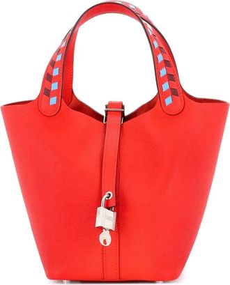 Herm&egrave;s Borsa a secchiello Picotin Lock PM in pelle Epsom Tressage - Blu