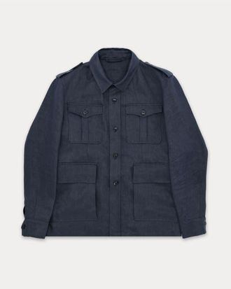 Fortela Owen Linen Safari Jacket in Blue at Nordstrom, Size 54 Eu