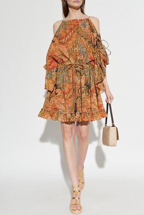 Etro Patterned Off-shoulder Dress, Womens, Multicolour