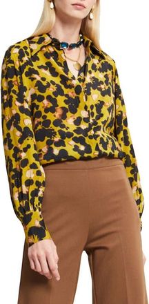 ottod'Ame Satin Shirt With Abstract Pattern in Yellow at Nordstrom, Size 38 It