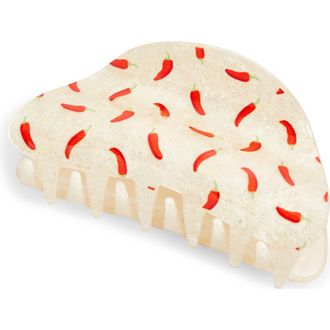 Frasier Sterling Chilis Claw Clip in Ivory/Red at Nordstrom