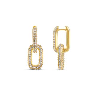 SHYMI Removable Link Pav&eacute; Drop Earrings - 14K Gold Filled, Rhodium Plated, Cubic Zirconia Detailing, Day to Night
