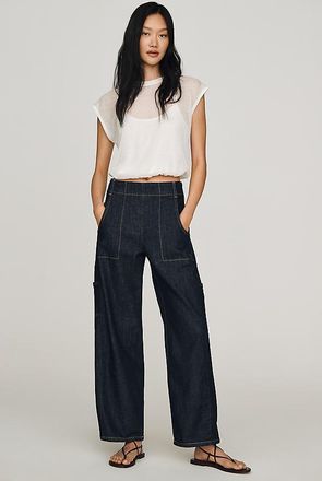 Maeve Painters Mid-Rise Tapered Jeans