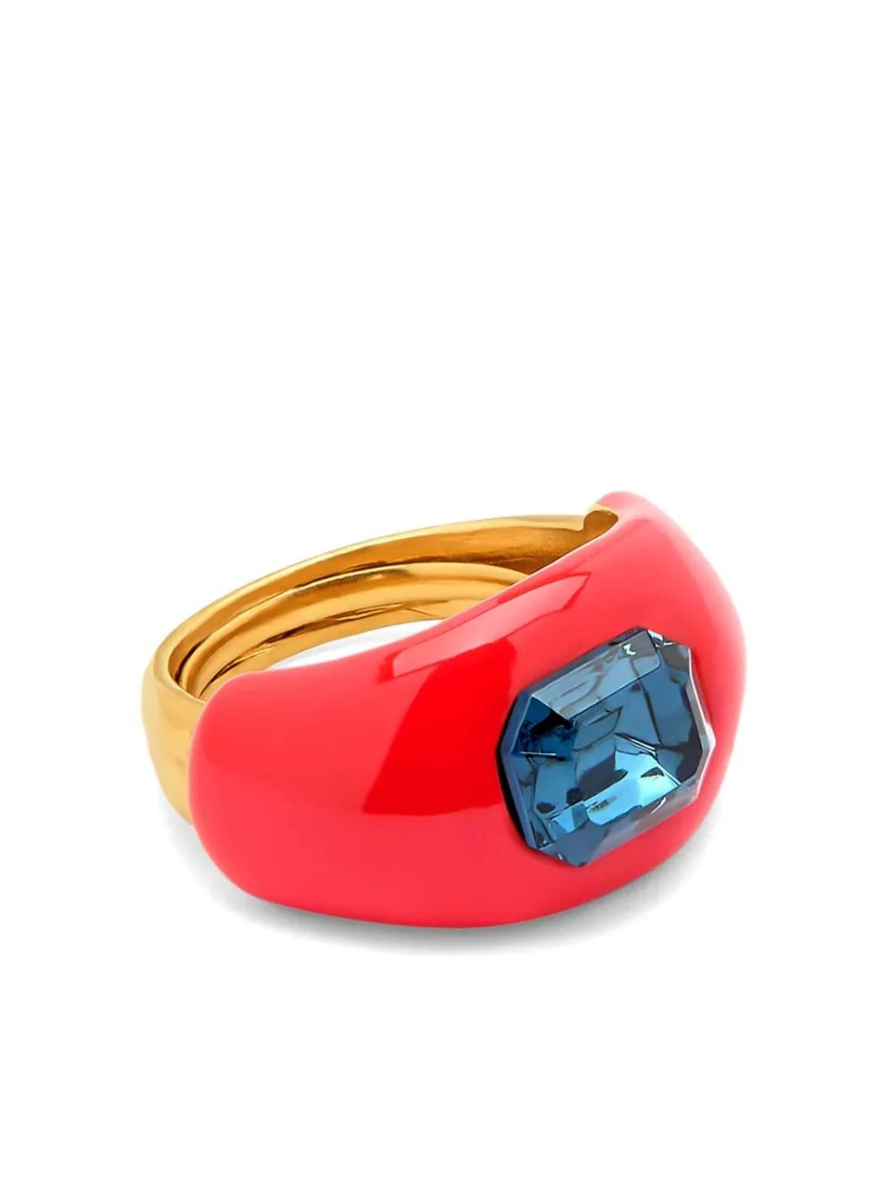 Oscar de la Renta コーラル ハート リング Coral Heart embellished ring in gold - Oscar De La Renta