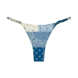 MC2 Saint Barth Bikinis, female, Blue, Size: L Pearlie Cheecky Bottom with Foulard Patch