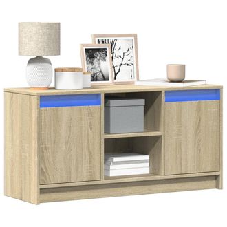 Berkfield Home TV Cabinet with LED Sonoma Oak 100x34x50 cm Engineered Wood in Brown | Size: 100 x 34 x 50 cm
