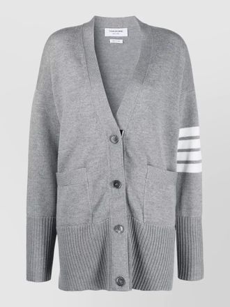 Thom Browne relaxed v neck cardigan fine merino wool
