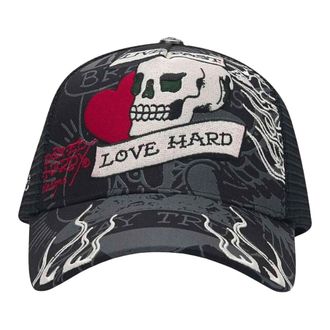 Ed Hardy Live Fast Love Hard 5 Panel Trucker Cap - unisex - Petten - Zwart - ONE Size - Katoen - Accessoires
