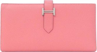 Herm&egrave;s Rose Azalee Epsom Leather Long Wallet (Bi-Fold) (Pre-Owned)