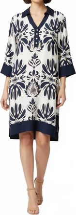 She + Sky Half Sleeve Printed Dress In Navy