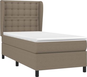 vidaXL Cama Box Spring Con Colch&oacute;n Tela Gris Taupe 80x200 Cm Vidaxl