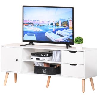 HOMCOM HOMCOM White TV Stand - Storage - Drawer - Shelf - Cabinet - Home Living | TJ Hughes