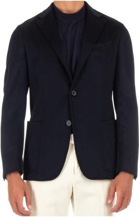 Ermenegildo Zegna Blauwe Cashmere Jas met Zakken - Heren - Blazers - Blauw - L - Kasjmier - Jassen