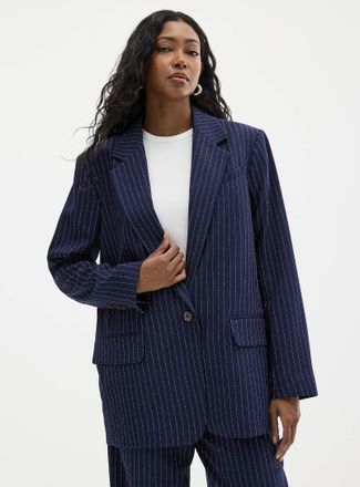 Contemporaine Womens Banker stripes flowy Blazer Jacket