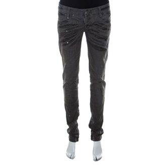 Dsquared2 Grey Crystal Embellished Splatter Effect Denim Super Skinny Jeans