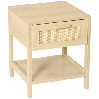 HOMCOM Nightstand Bedside Table End Table Storage Organizer W/ Drawer Shelf | TJ Hughes