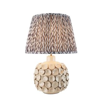 Netlighting Borello Ivory Table Lamp Grey Fabric Leaf Shade 35cm B22