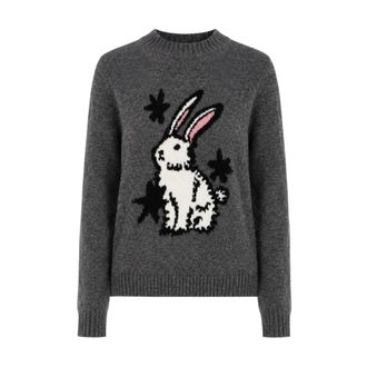 Max Mara Nitra Ronde Hals Gebreid - Dames - Ronde hals truien - Grijs - S - Wol - Truien & Vesten