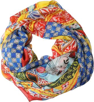 Dolce & Gabbana Multicolor Silk Carretto Shawl Stole Womens Scarf