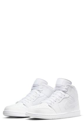 Nike Jordan Air Jordan 1 Mid Basketball Sneaker in White/White at Nordstrom, Size 9