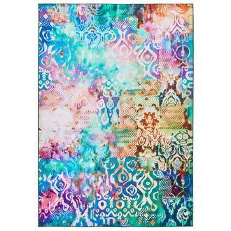 Beliani Alfombra Tejida A Mano Estilo Boho Oriental Estampado Llamativo 160 X 230 Cm Multicolor Isvanta