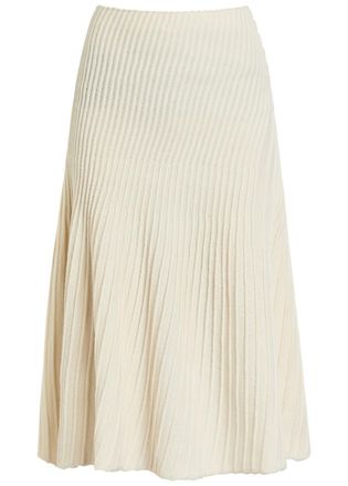 Alaia Twisted Asymmetric Wool and Cashmere-blend Midi Skirt - White - 38 (UK10 / S)