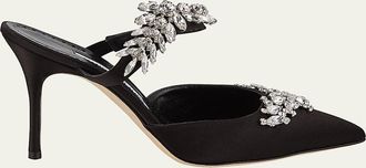 Manolo Blahnik Lurum Crystal-Embellished Mules