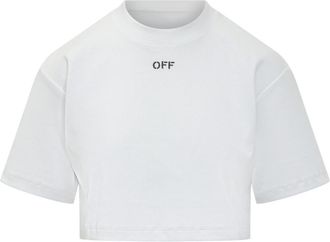 Off-white White Solid Crew Neck T-Shirt